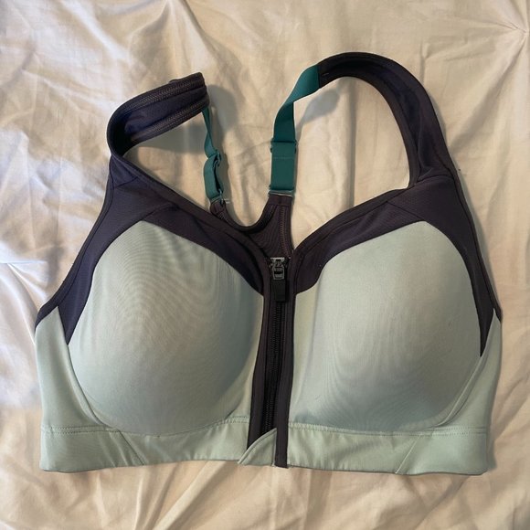 C9 Champion Power Shape Max Zip Sports Bra - Light Blue 36C - Picture 1 of 4